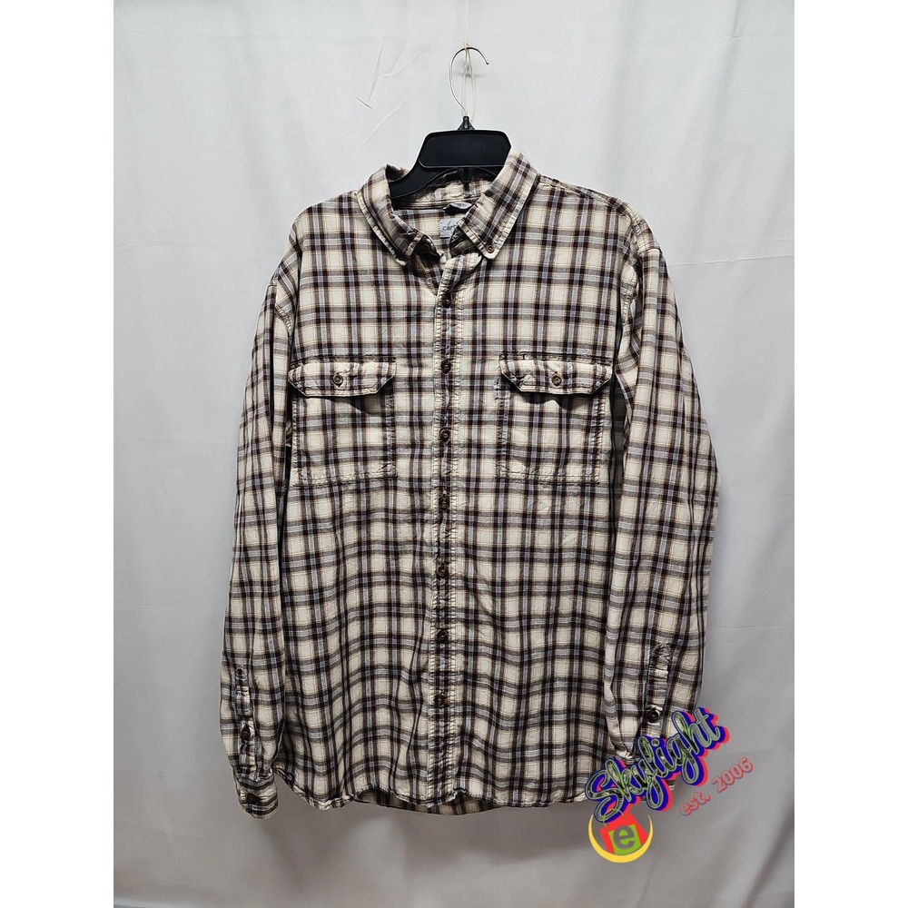 Carhartt Mens Multicolor Relaxed Fit Plaid Long Sleeve Cotton Shirt Size‎ 2xl